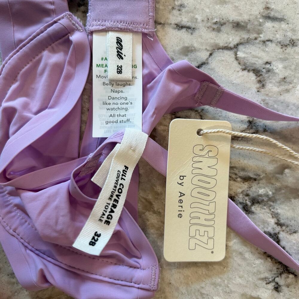 Aerie 32B Bra- NWT full coverage unlined‎ Smoothez lavender discontinued color - Picture 2 of 2